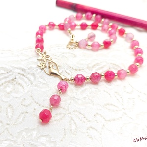 Colier cu agate roz si pasare, Bijuterii, Coliere, Coliere cu pandantive, Confectionarea bijuteriilor, ARTYNOS