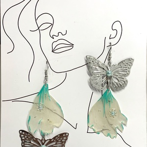 cercei handmade unicat din rasina si flori naturale 00115 - Artynos.ro