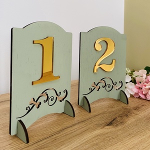 Set numere pentru masă 1-10 (lemn și acril), Accesorii nuntă, Materiale decor pentru nuntă, Decorațiuni pentru masa de nuntă , Prelucrarea lemnului, Fie că organizezi o nuntă, un botez sau o petrecere deosebită, aceste numere de masă din lemn și ac..., ARTYNOS
