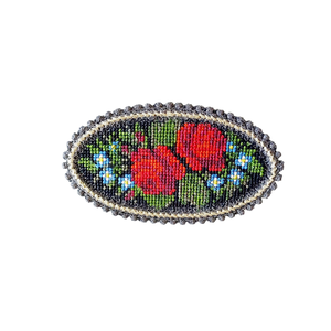 Brosa Vintage Ovala - Broderie in Cruciulite, Bijuterii, Brosa, insigne, Insigne, Broderie, Un cadou deosebit de elegant si cu personalitate.
Rama este brodata cu ata metalica argintiu platin..., ARTYNOS