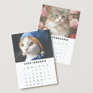 Calendar cu pisici elegante, 2025, calendar de birou cu suport negru - Artynos.ro
