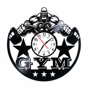 GYM- ceas de perete, Casa & Stil de viata, Accesorii pentru decorat casa, Decoratiuni de pereti, decoratiuni suspendate, Ceasuri de perete, , Acest ceas unicat cu tema "GYM" este realizat dintr-un disc de vinil lucrat manual, inspirat de pas..., ARTYNOS