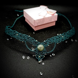Choker colier micromacrame cu cristal labradorit  - Artynos.ro