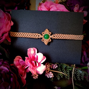 Colier choker macrame cu piatra semiprețioasa Jad - Artynos.ro