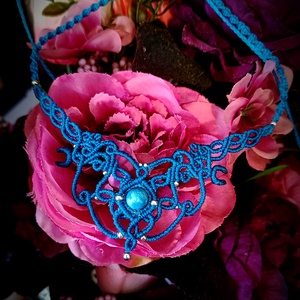 Colier turcoaz macrame cu Acvamarin  - Artynos.ro