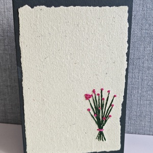 Felicitare cusuta - buchet de flori - Artynos.ro
