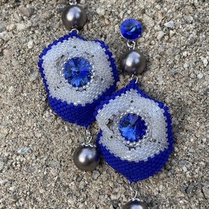 Cercei handmade Blue night din argint i Swarovski - Artynos.ro