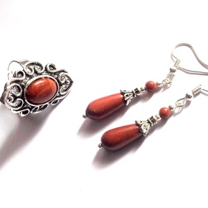 Set inel si cercei cu goldstone 44182 - Artynos.ro