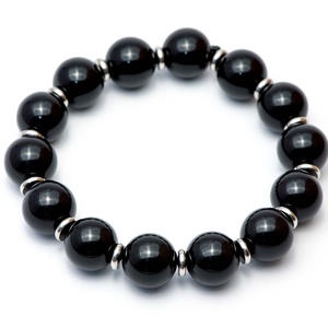 Matanii din onix negru sfere de 16 mm si distantiere din inox - Artynos.ro