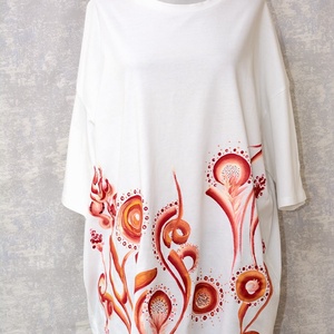 Tricou oversize cu pictură florală, unicat, Imbracaminte si moda, Haine dama, Tricou si top de dama, Pictura, ARTYNOS