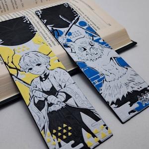 Set 2 Semne de Carte Demon Slayer, Cărți și creații cu tematică muzicală, cadouri, Semn de carte, , Set de 2 semne de carte imprimate 3D, inspirate din Demon Slayer! Zenitsu si Inosuke., ARTYNOS