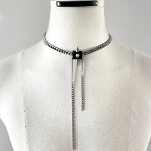 Colier tip choker cu piele naturala, Bijuterii, Coliere, Coliere lungi, Prelucrarea metalelor, Pielărie, Colier unisex realizat manual din piele naturala si lant. Lungimea poate fi standard sau custom mad..., ARTYNOS
